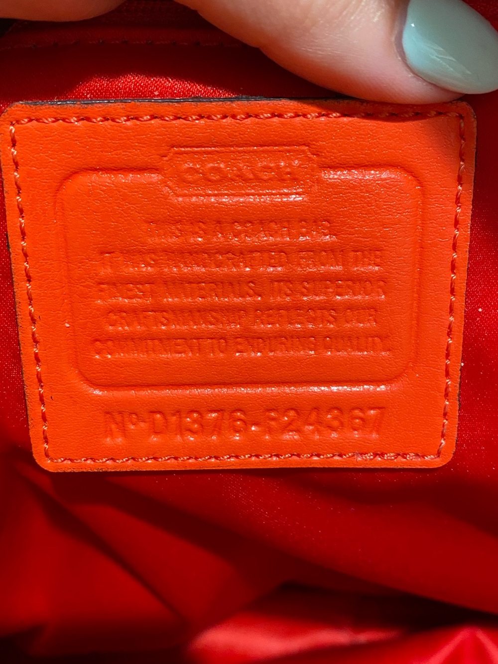 Coach Women Signature Canvas Backpack in Khaki with Orange Trim - Picture 5 of 16